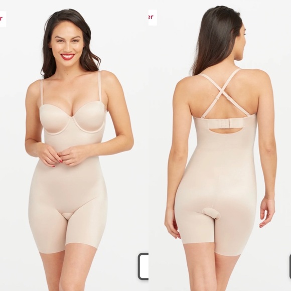 SPANX Other - Spanx Suit Your Fancy Strapless Cupped Mid Thigh Bodysuit size S